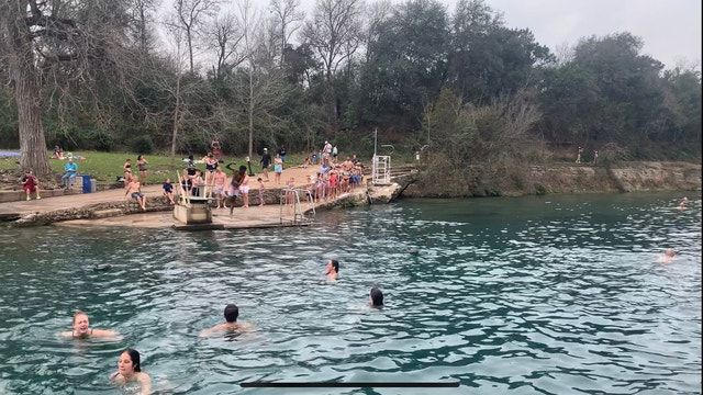 Austinites take part in Polar Bear Plunge at Barton Springs