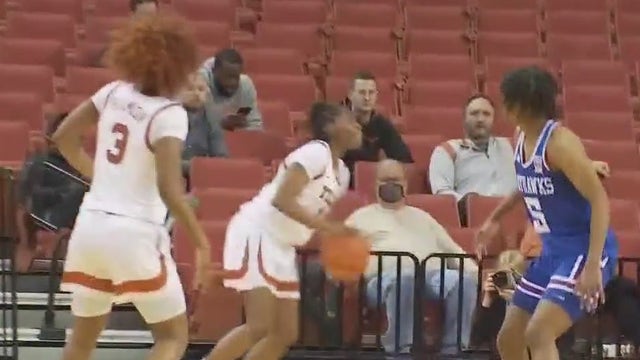Texas Longhorns women's basketball team takes on Kansas Jayhawks