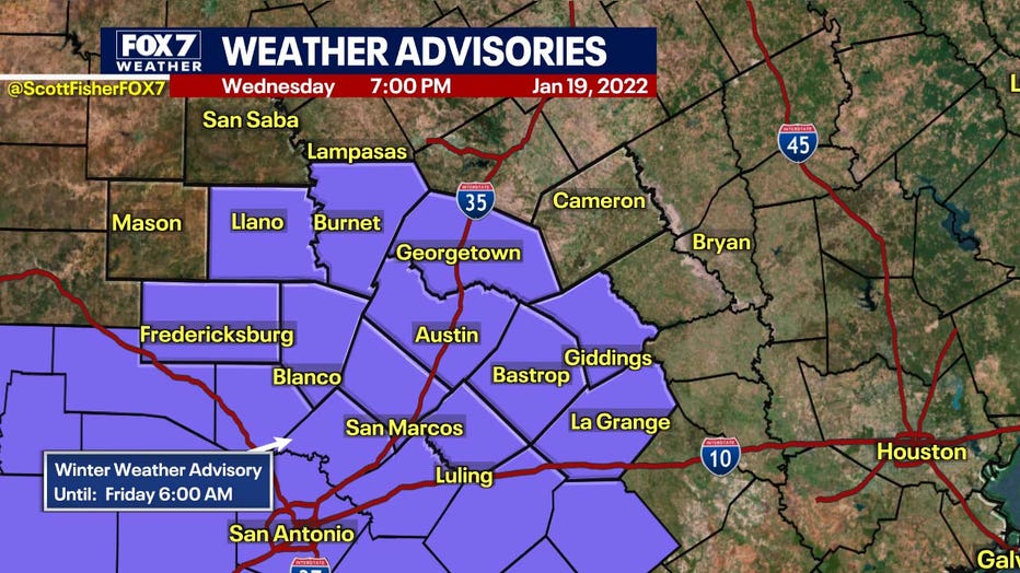 Central Texas Under Winter Storm Advisory, Freezing Rain & Sleet ...