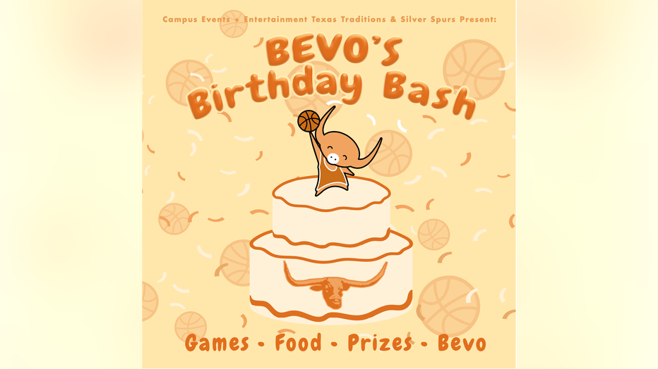 The birthday party will include tailgate games, trivia, and free snacks. Attendees will also have the chance to sign a large birthday card for Bevo as well as take photos with him. (UT Austin)