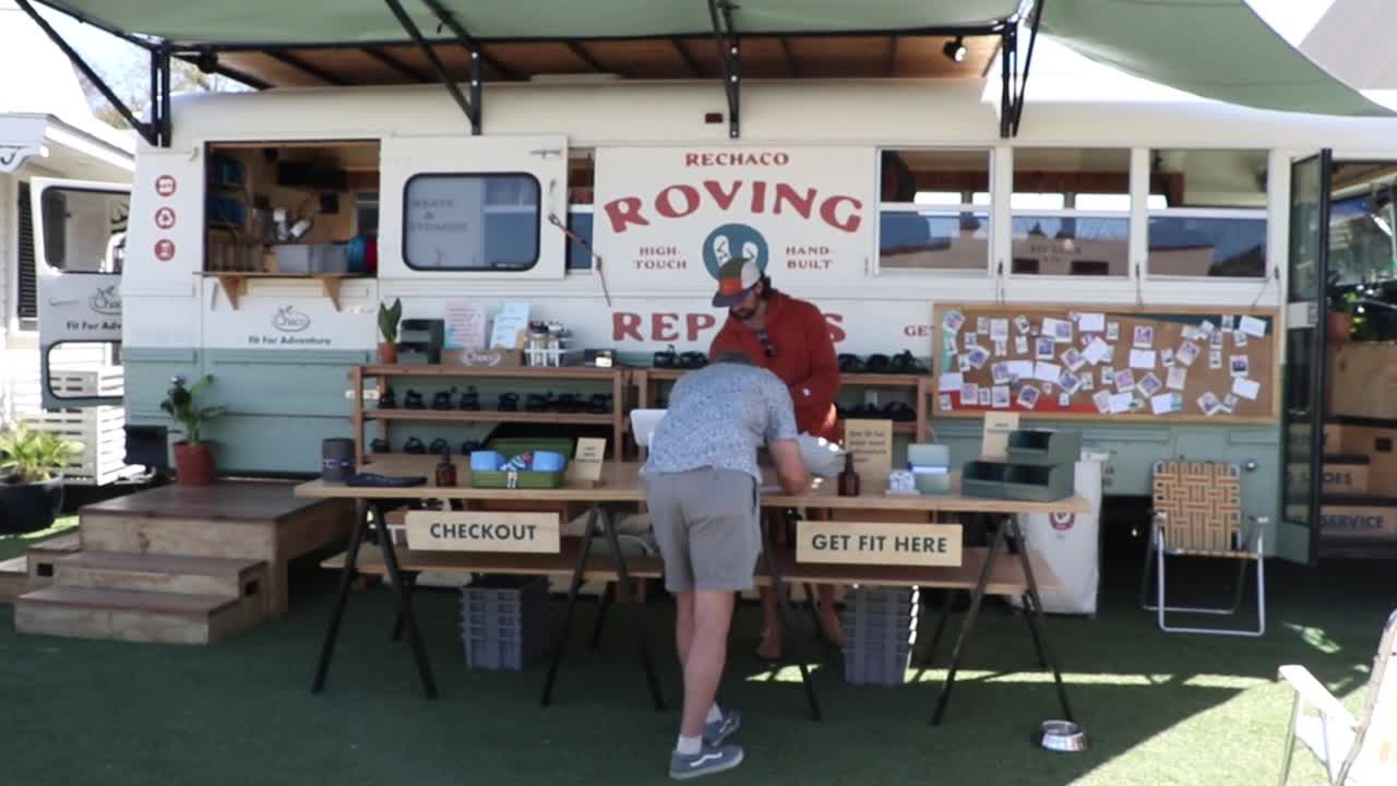 Outdoor footwear brand Chaco s Roving Repairs bus stops in Austin