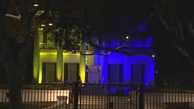 Texas Governor's Mansion lit up to show support for Ukraine