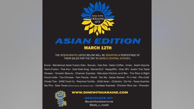 Dine with Ukraine: Austin restaurants donate to World Central Kitchen