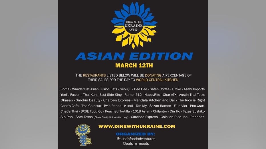 This Saturday, close to 40 local Asian eateries will donate a percentage of sales to a nonprofit helping Ukrainians that are fleeing and staying behind.