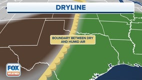 What is a dryline and why is its location important in severe weather forecasting?