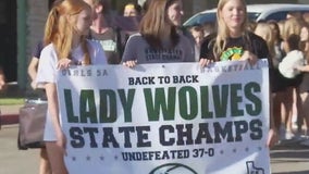 Cedar Park High School girls basketball team celebrates undefeated season