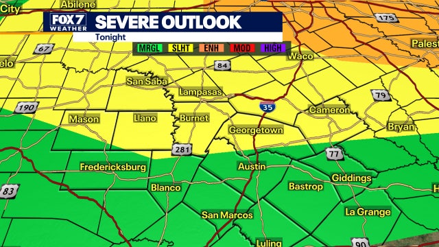 Central Texas severe weather risk lowered, high winds biggest threat