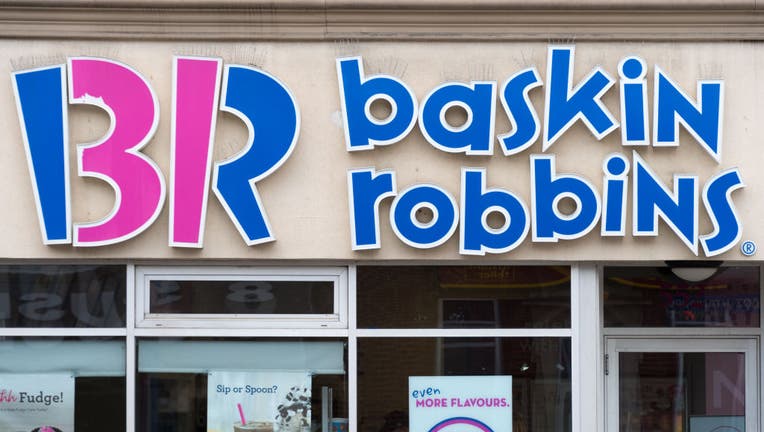 Baskin Robbins sign or logo in the wall of a business