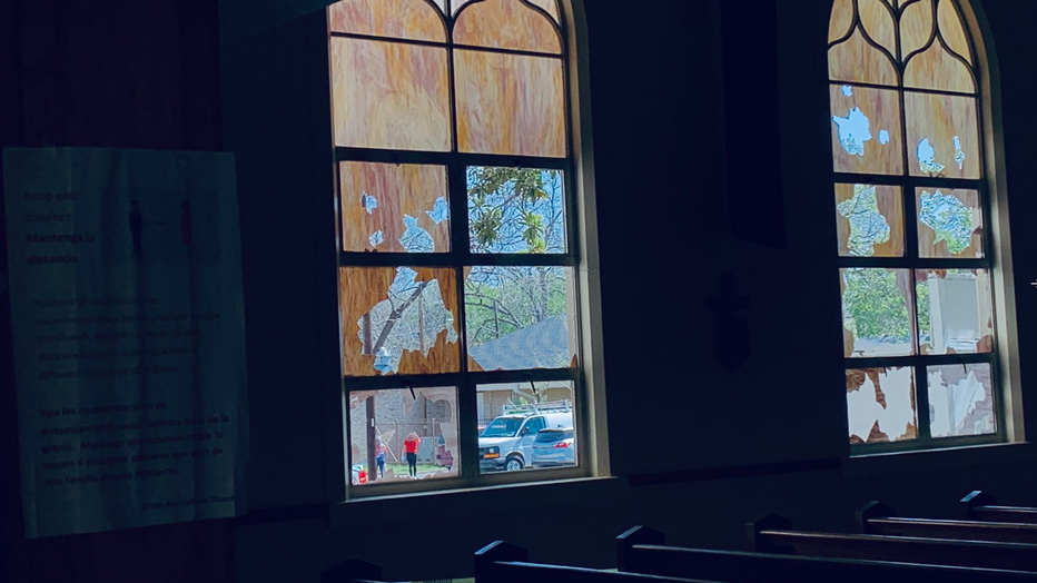 Members of the Cristo Rey Catholic Church told FOX 7's Rudy Koski that a man came by and threw rocks into the windows as well as at other area businesses.