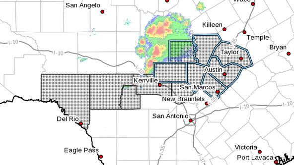Central Texas under Severe Thunderstorm Watch, large hail likely