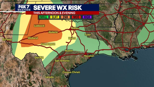 Slight, very low risk for severe weather in Central Texas Sunday