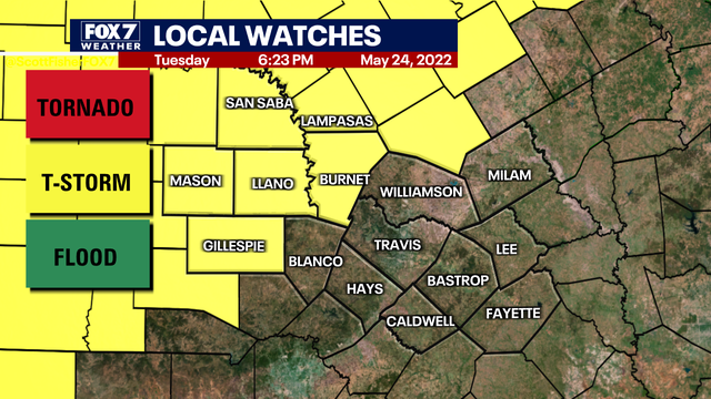 Severe thunderstorm watch issued for Central Texas