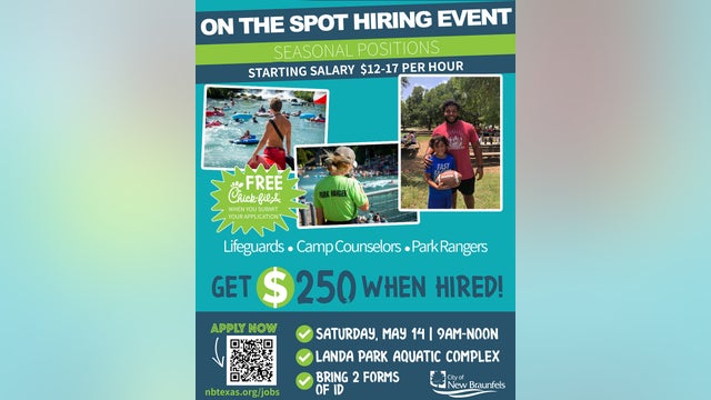 New Braunfels holding lifeguard hiring event, offering $250 for hires