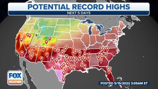 More record-high temperatures expected across sweltering South