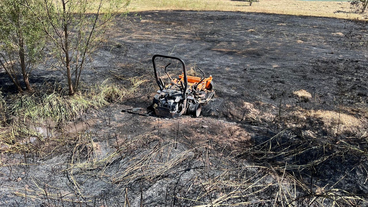 Mower causes light brush fire at Bastrop County line