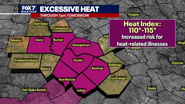 Excessive Heat Warning issued for Central Texas through Sunday