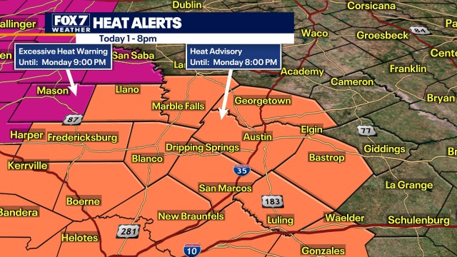 Heat advisory for much of Central Texas as temperatures will hit triple digits