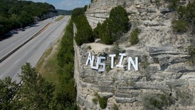 Austinites hang DIY 'Austin' sign at the Pennybacker Bridge Overlook