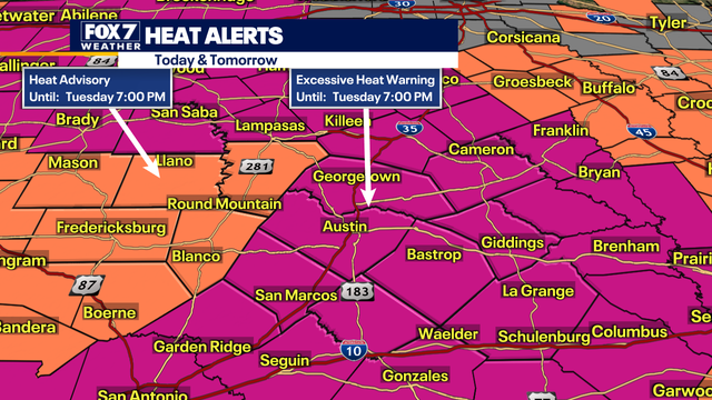 Dangerous heat continues today and Tuesday for Central Texas
