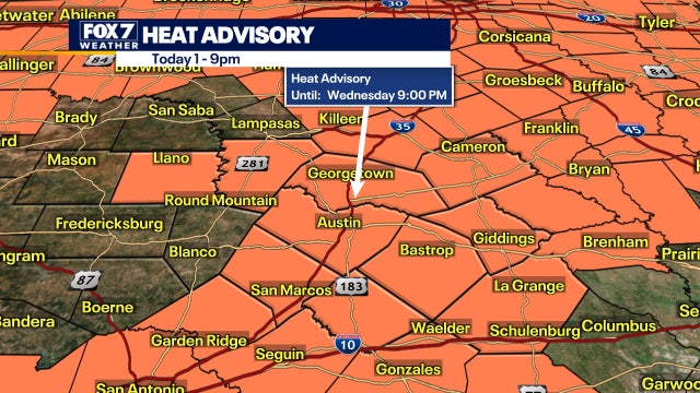 Heat Advisory for much of Central Texas due dangerous heat, humidity