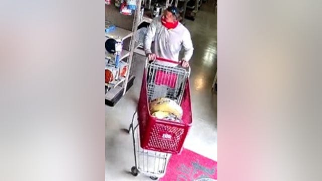 HCSO searching for man suspected of stealing tools, equipment from multiple hardware stores