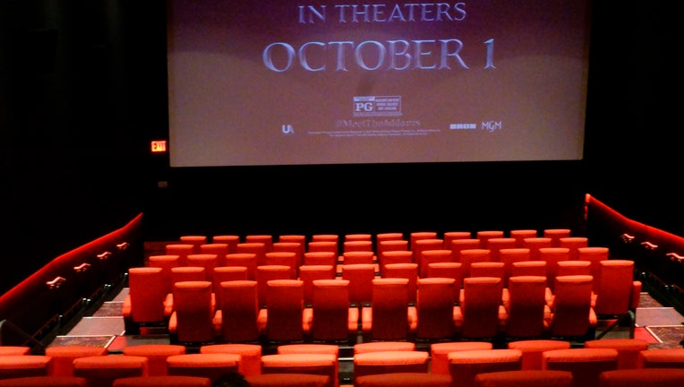 Rows of empty seats in Movie Theater due to Covid 19 Pandemic, slowly opening up now that vaccinations are increasing, New York City