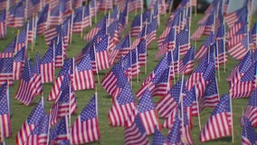 Remembering 9/11: Flag tribute at Veterans Memorial in Round Rock