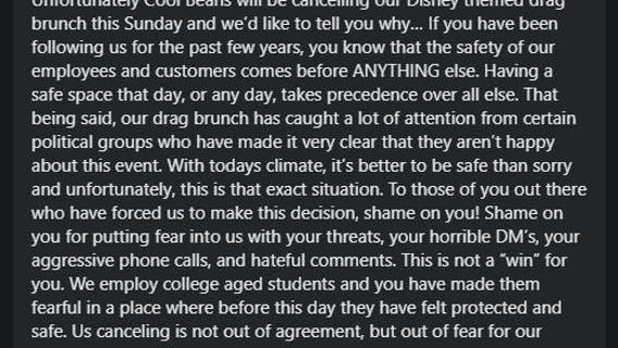 Denton bar cancels Disney-themed drag brunch after saying threats were made