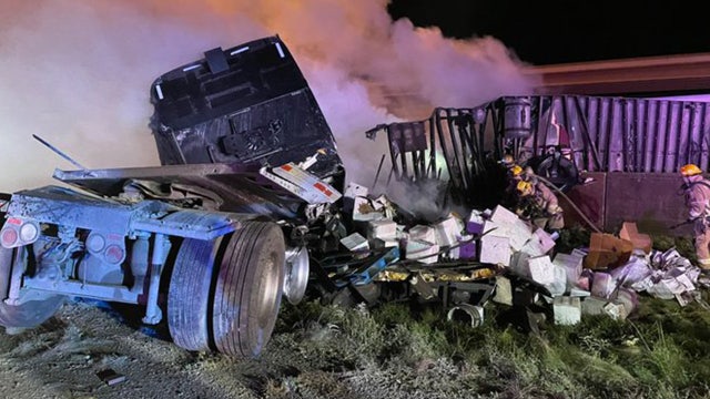 Tractor-trailer fire on I-35 closes parts of roadway