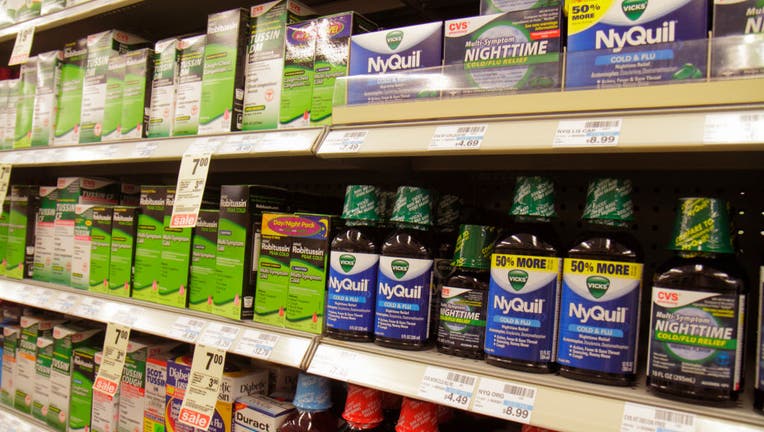 Cold medicine for sale in Walgreens.