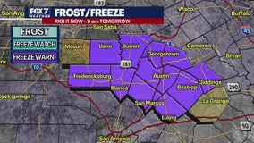 Freeze Warning issued for most of Central Texas