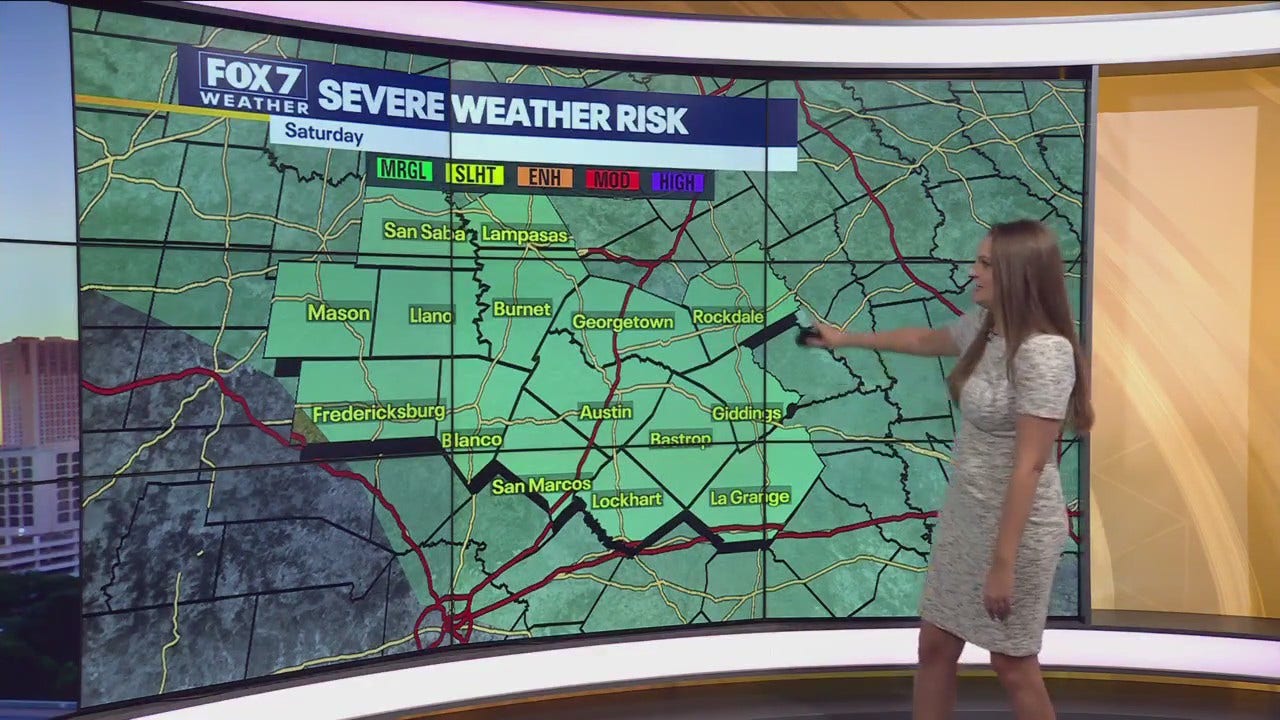 Marginal risk for severe storms this weekend for Central Texas