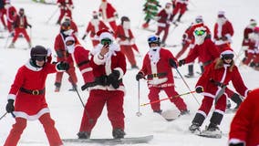 Hundreds of skiing Santas hit the slopes in Maine