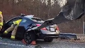 Motorists survive after guardrail impales car on Connecticut highway