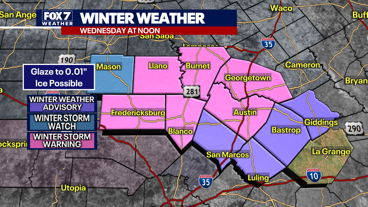 Central Texas weather: Winter storm watch upgraded to warning Central Texas weather: Winter storm watch upgraded to warning