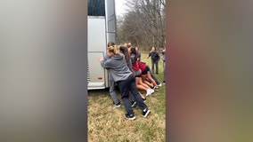 WATCH: North Carolina Women's Lacrosse Team Help Push Bus Unstuck in Fairfax