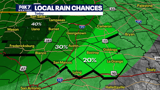 Central Texas weather: Mild temperatures with spotty showers possible
