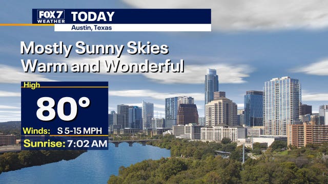 Central Texas weather: Sunny and mild Monday with chance of rain the rest of the week