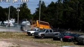 Dramatic video shows school bus, tanker collide; 18 sent to hospital