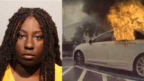Woman was shoplifting at Florida mall when her car burst into flames with 2 children inside: police