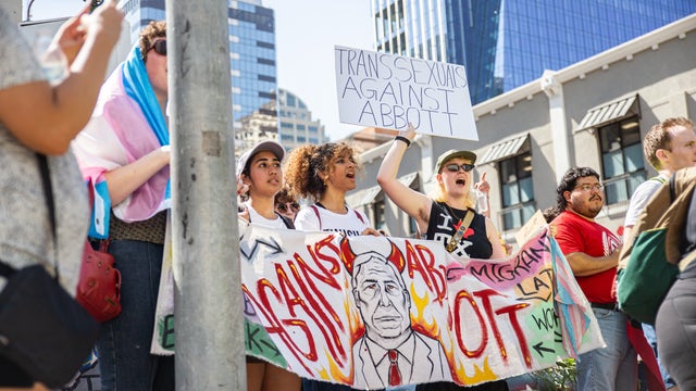 Protest over Texas governor's policies in downtown Austin