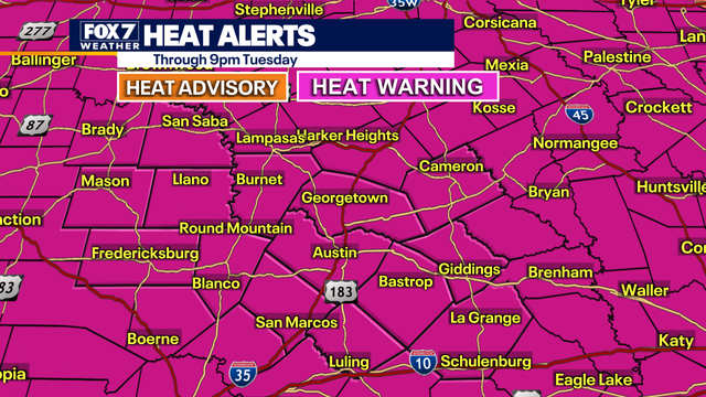 Austin weather: Feels like temperatures as high as 120 degrees Monday