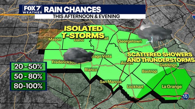 Austin weather: Spotty showers possible Wednesday, Thursday