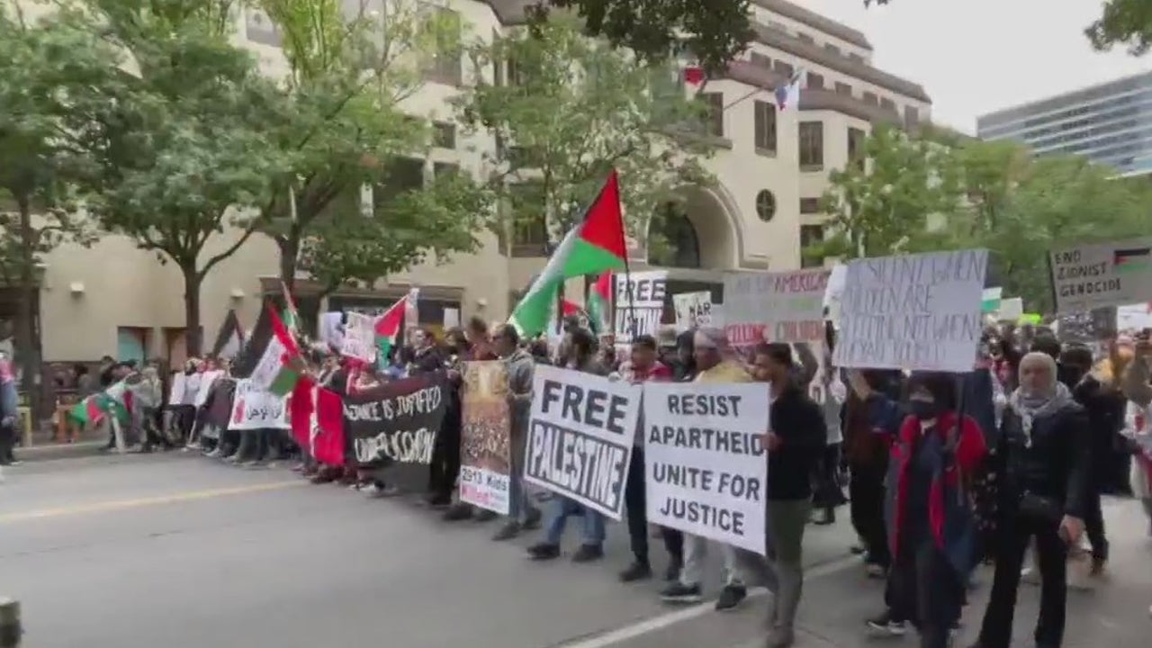 数百人在奥斯汀市中心游行抗议以色列对加沙地带的入侵