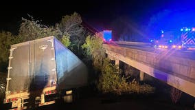 18-wheeler carrying green beans crashes into creek in Fayette County