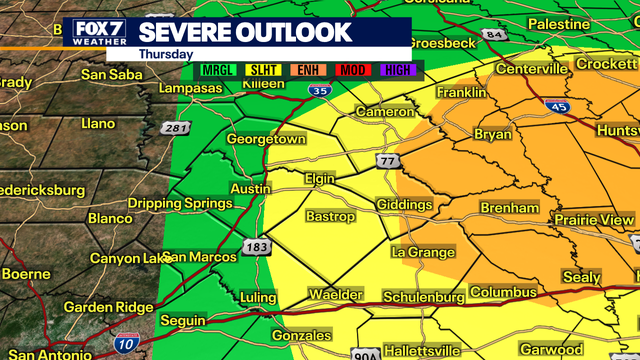 Austin weather: Slight risk of severe storms for some Thursday