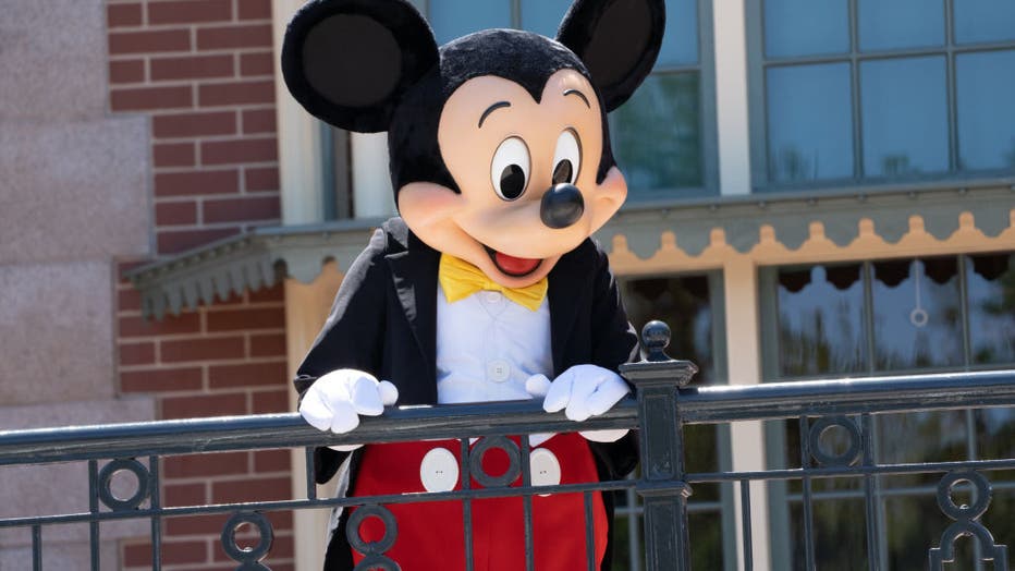 A performer dressed as Mickey Mouse at Disneyland in Anaheim, Calif.