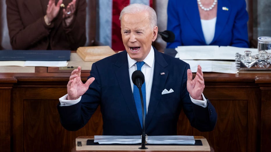 FILE - U.S. President Joe Biden delivers the State of the Union address during a joint session of Congress in the U.S. Capitol’s House Chamber on March 1, 2022, in Washington, D.C. (Photo by Jim Lo Scalzo-Pool/Getty Images)