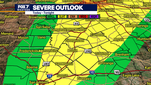 Austin weather: Increasing risk of severe storms Monday night