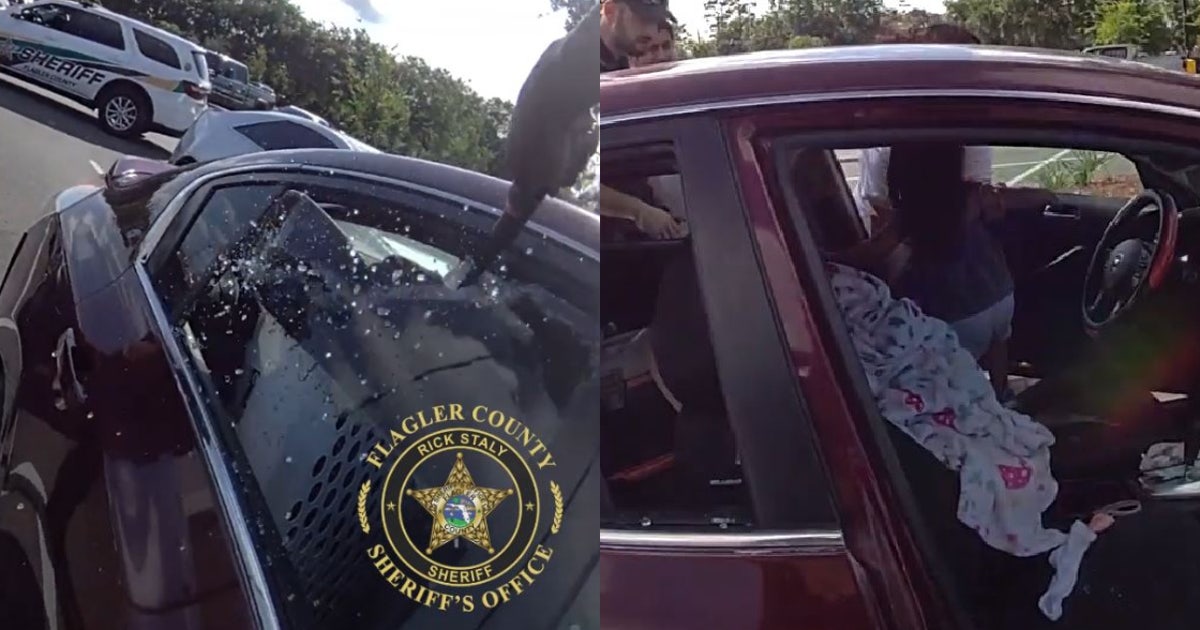 Florida deputy shatters window to save toddler locked inside hot car ...